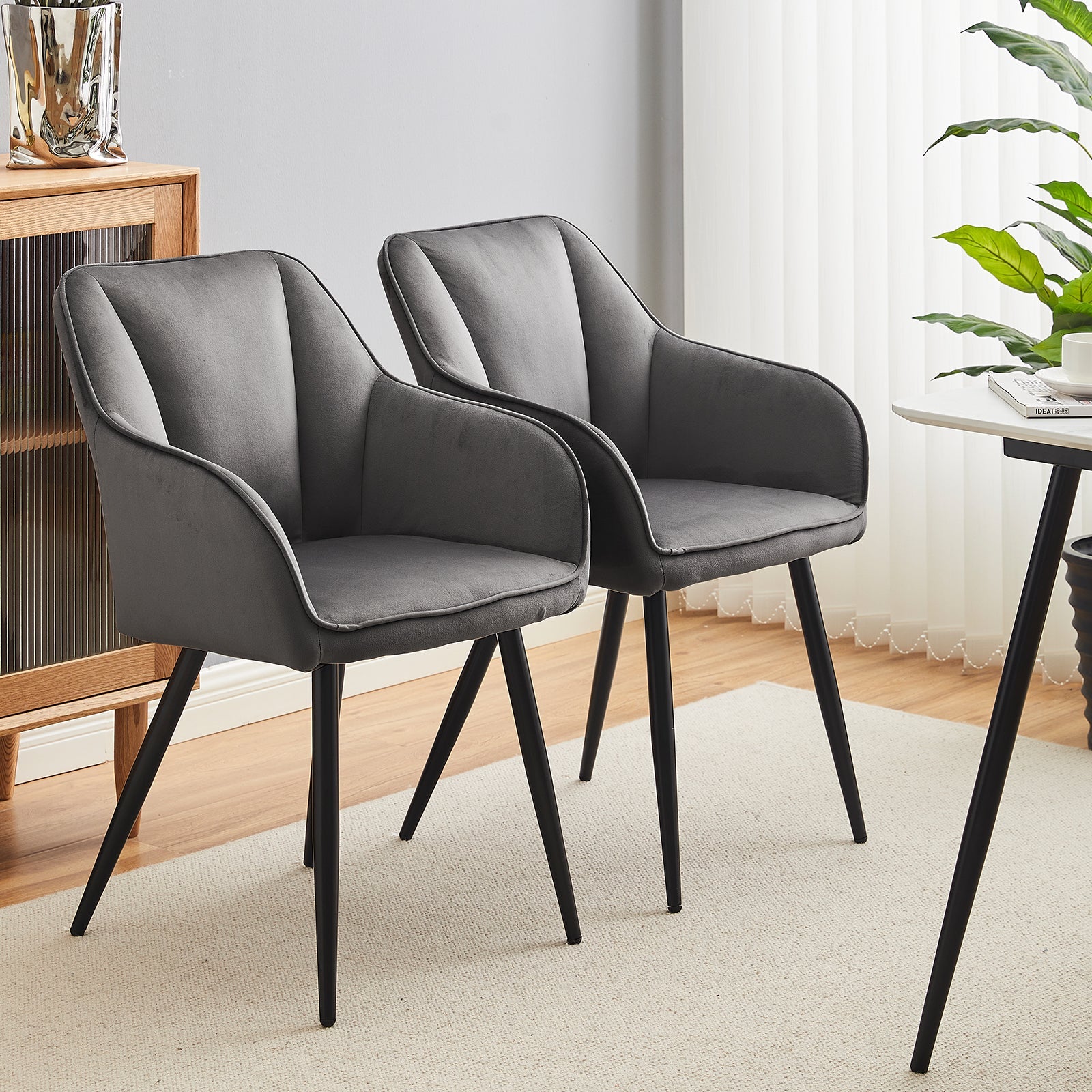 Earven Velvet Dining Chairs [Set of 2]