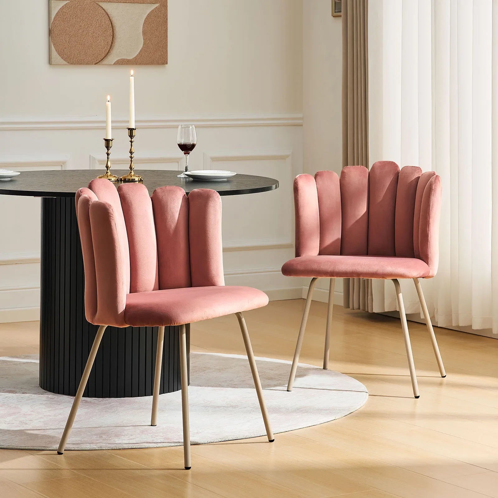 Fleur Pink Velvet Side Chair