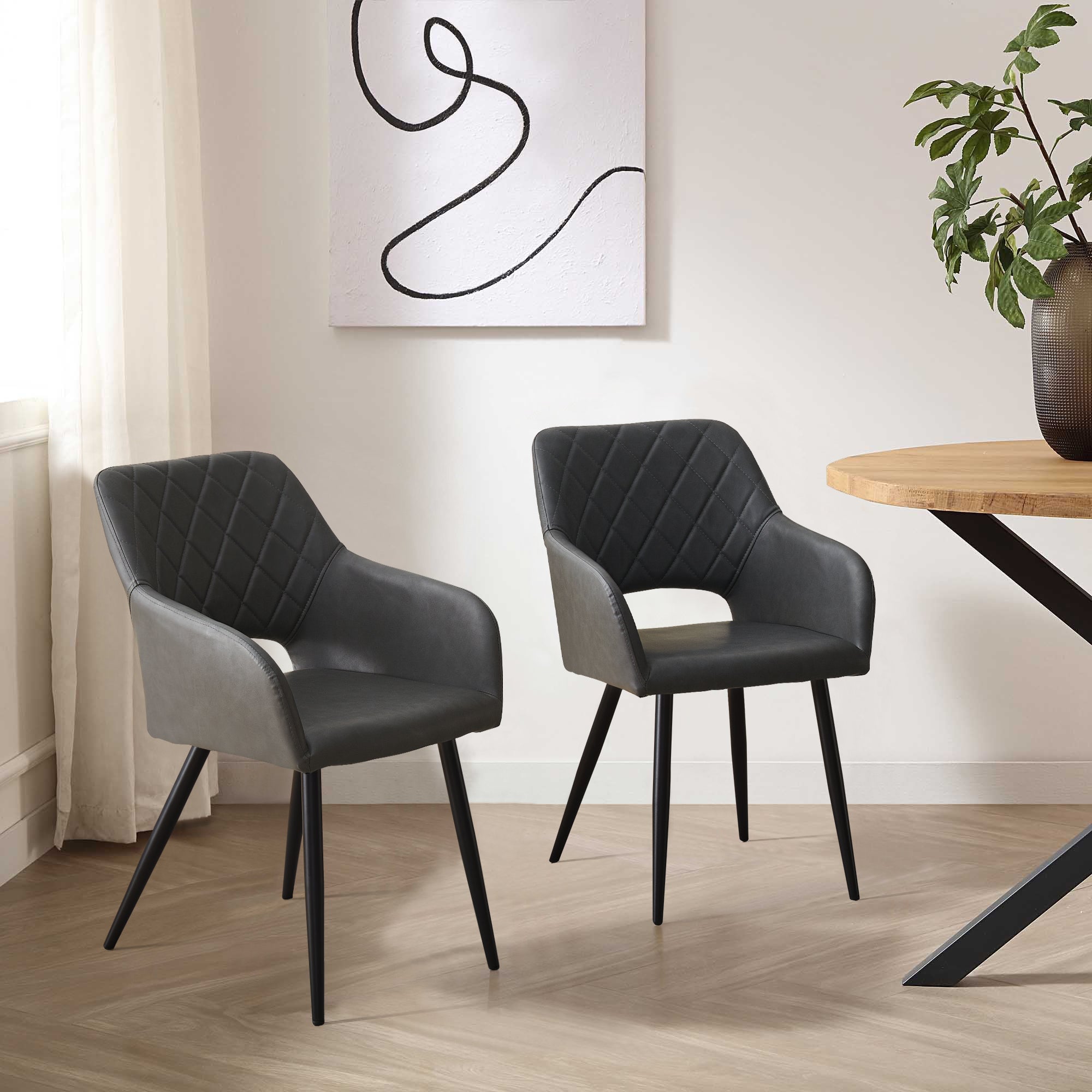 Kieran Faux Leather Dining Chairs [Set of 2]
