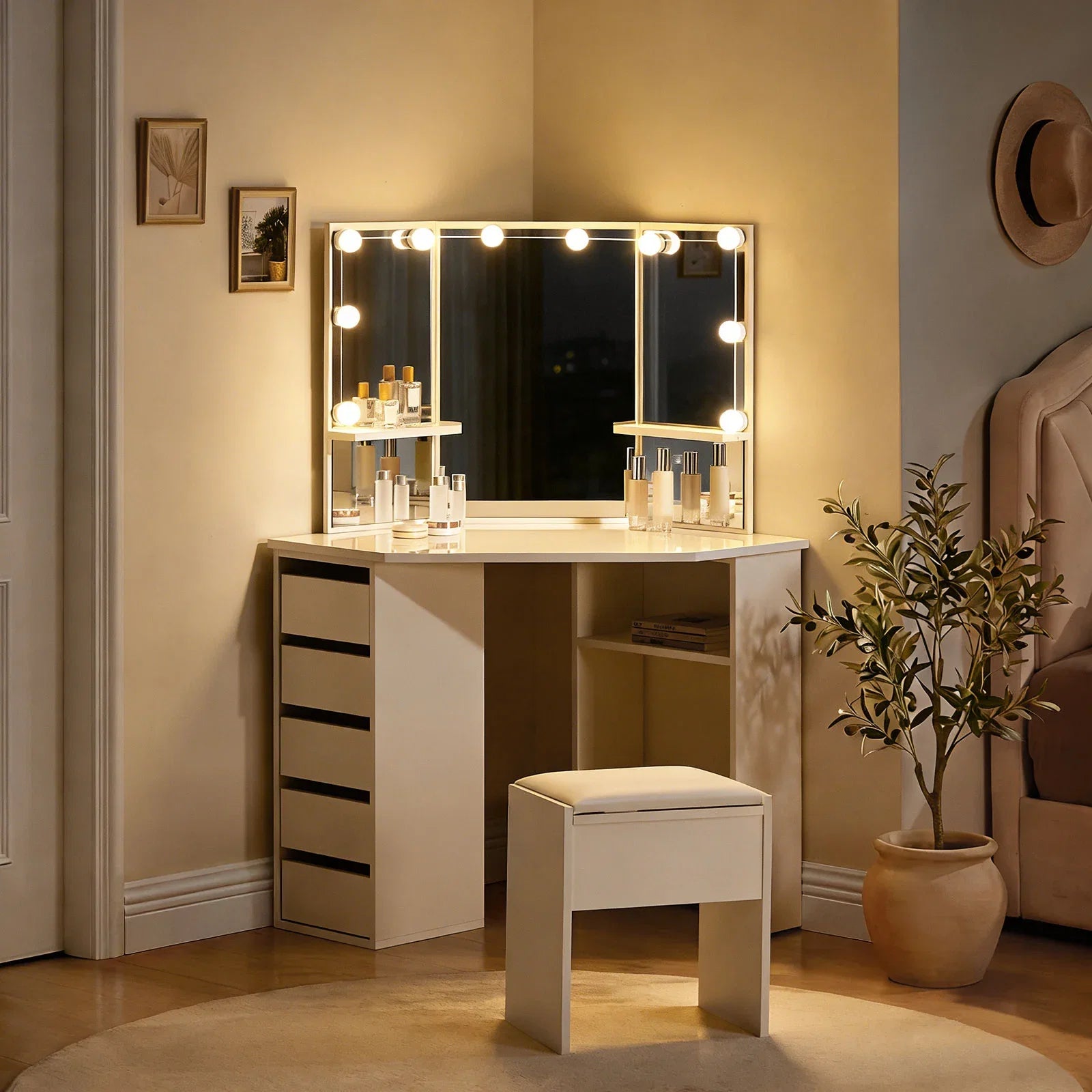 Roze Corner Dressing Table Set
